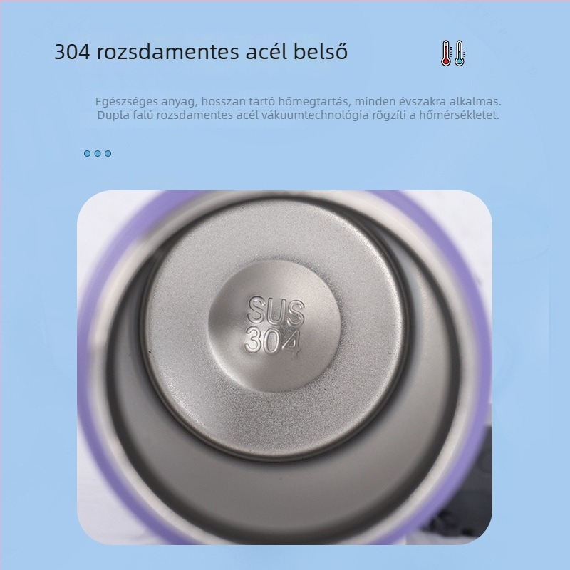 304 rozsdamentes acélból készült pohár szívószállal és fedéllel, hordozható termosz egyenes iváshoz