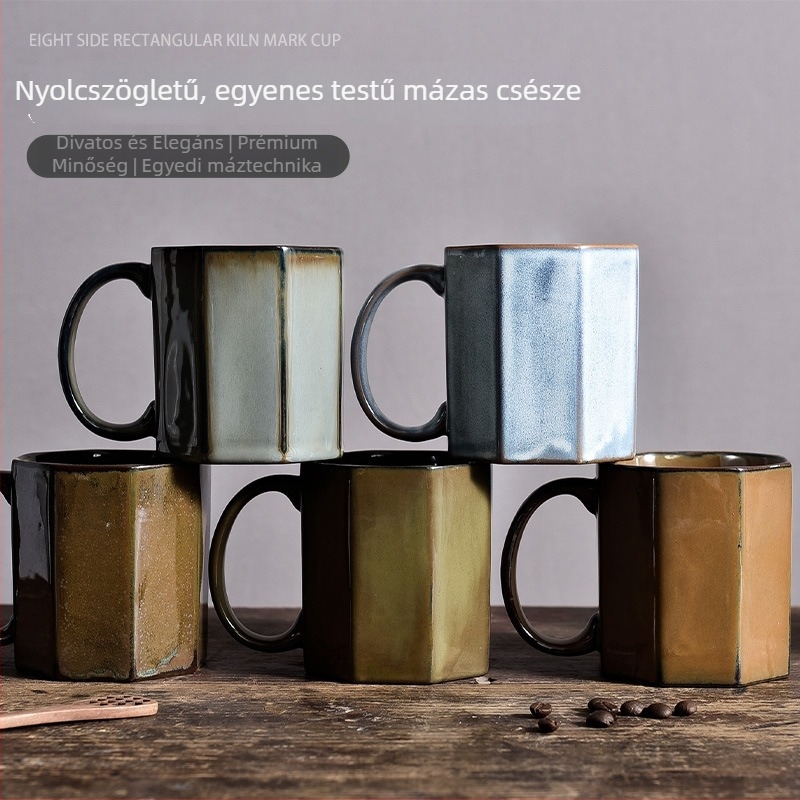 Nordic kerámia bögre retro stílusú, kemencés mázzal, kávéhoz vagy teához, otthonra és irodába