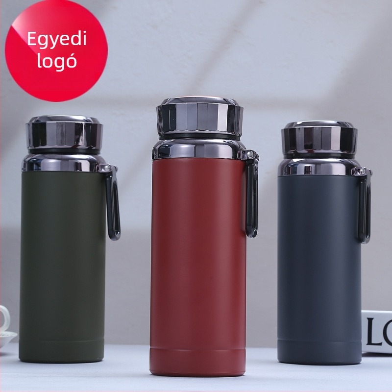 800 ml-es termosz rozsdamentes acélból, 316-os, nagy kapacitású, kültéri használatra, hordozó kötéllel és tea leeresztővel