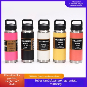 Nagy kapacitású rozsdamentes acél termosz, szigetelt, kültéri utazásokhoz és túrázáshoz, uniszex, csavaros kupakkal