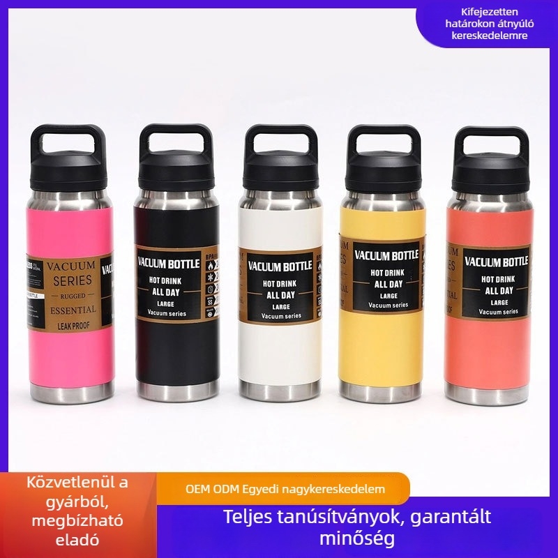 Nagy kapacitású rozsdamentes acél termosz, szigetelt, kültéri utazásokhoz és túrázáshoz, uniszex, csavaros kupakkal
