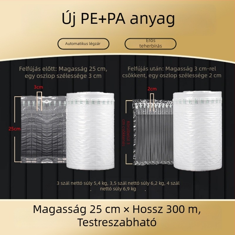 Buborékos légoszlop csomagoláshoz, ütésvédelmi megoldás