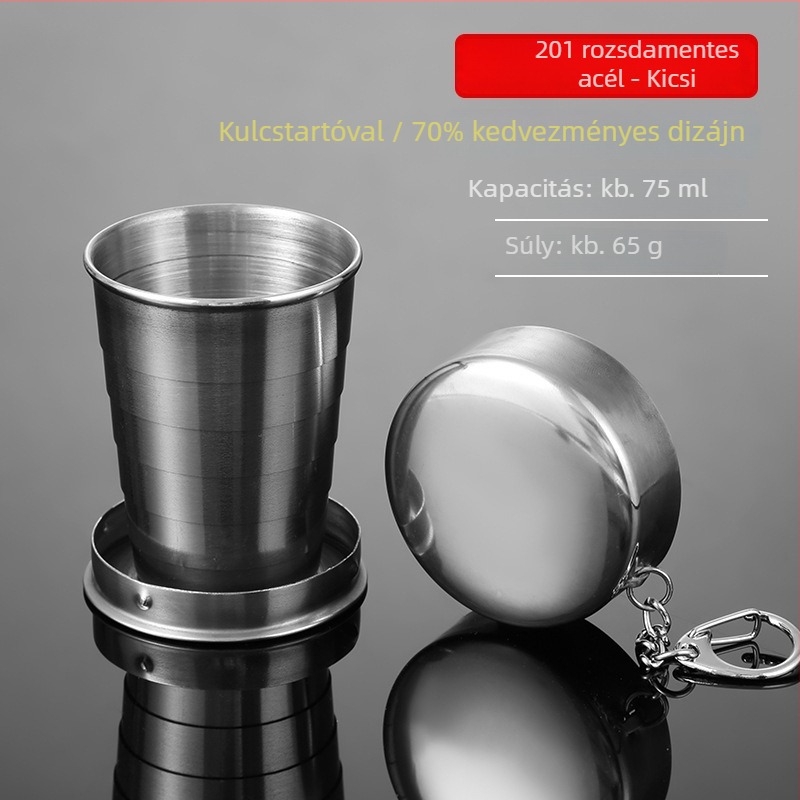 Rozsdamentes acél összecsukható pohár, hordozható és hőálló, teleszkópos szájvíz- és fogkefés pohár, kültéri utazásokhoz