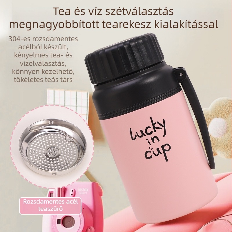 316 rozsdamentes acélból készült termoszos pohár, nagy kapacitású, kültéri sportokra, tea filterrel és autóba rögzíthető zsinórral