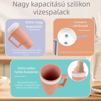 Nagy kapacitású szilikon pohár utazáshoz és autóba — környezetbarát, egészséges, kültéri sportokra alkalmas, tartós és ütésálló