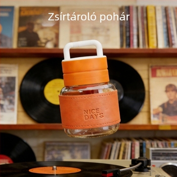 Háztartási mini üvegpohár, modern, kompakt, fedővel – ideális tejhez, kávéhoz és szója tejhez
