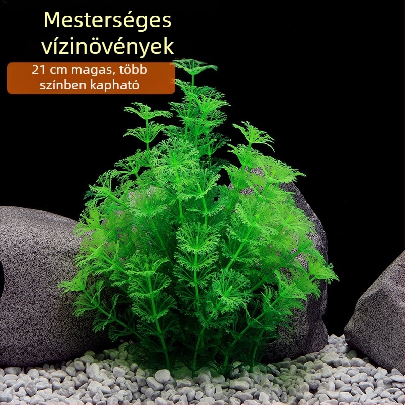 Akvárium dekoráció mesterséges vízi növényekkel, műanyag, közepes méretű (CU01N)