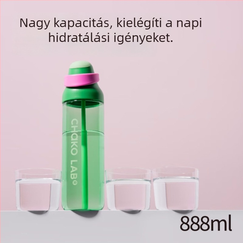 Nagy kapacitású hordozható sportos pohár kerékpározáshoz, szívószállal és fogantyúval