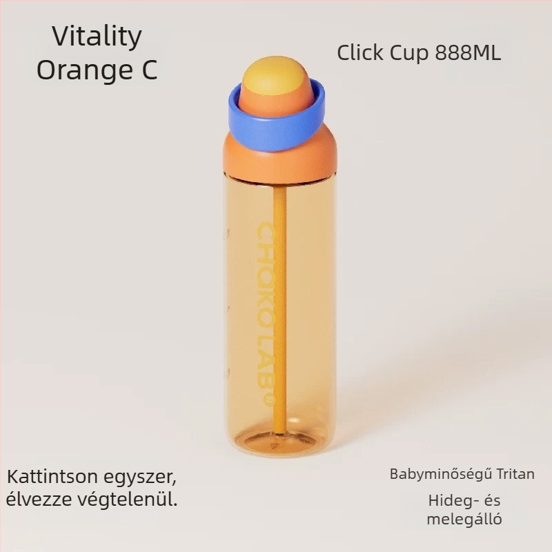 Nagy kapacitású hordozható sportos pohár kerékpározáshoz, szívószállal és fogantyúval