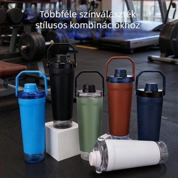 304 rozsdamentes acél shaker pohár, dupla falú vákuum szigeteléssel, nagy kapacitás, hordozható, fehérje porhoz és tejturmixokhoz