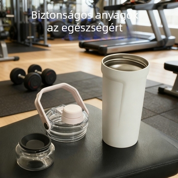 304 rozsdamentes acél shaker pohár, dupla falú vákuum szigeteléssel, nagy kapacitás, hordozható, fehérje porhoz és tejturmixokhoz