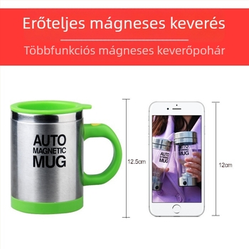 Sportman rozsdamentes acélból készült elektromos shaker pohár mágneses keverővel — fehérje por keverő, étkezést helyettesítő ital, kávé