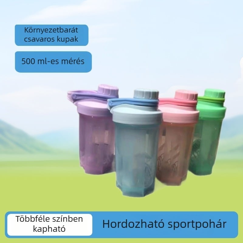 Fejlesztett, vastag 500 ml fehérje shaker, kézben tartható, gyerekeknek sportos palack, nagy kapacitású csavaros kupakkal