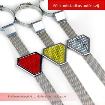 Autóhoz való függő anti-statikus szalag, háromszög figyelmeztetéssel és fényvisszaverő fém földelő lánccal