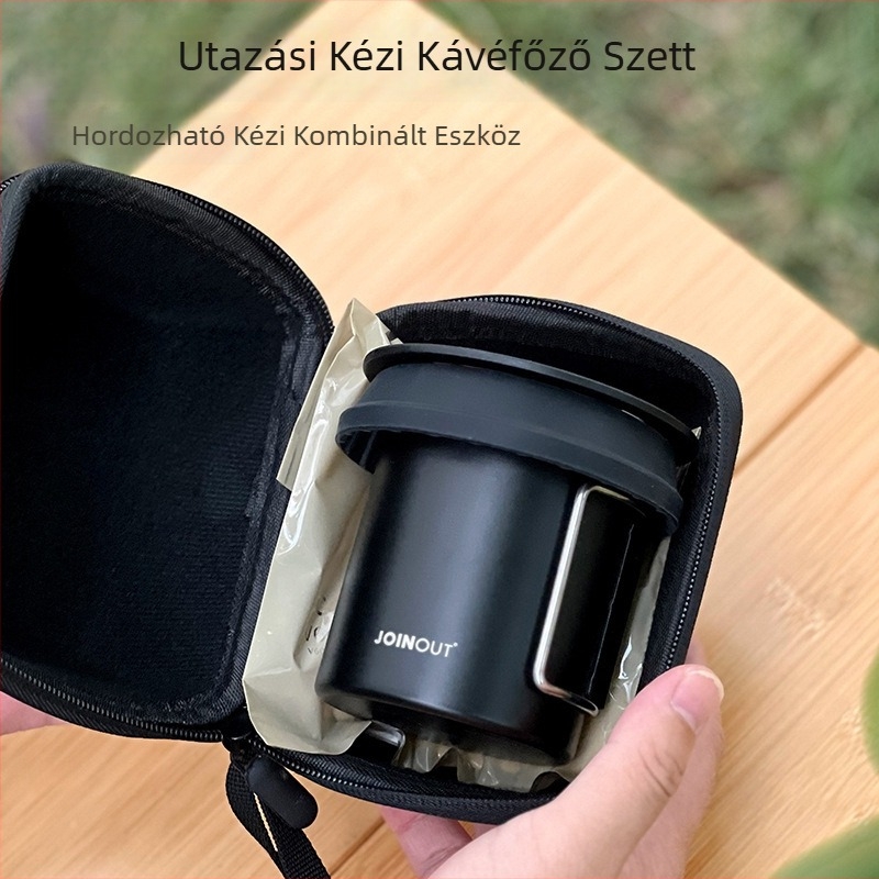 Hordozható kézi kávé készlet kempingezéshez és utazáshoz, szilikon bögrével és szűrővel
