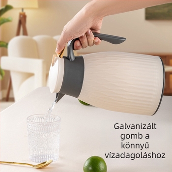 Európai stílusú, hőszigetelt vízmelegítő kanna otthoni használatra, nyomásos működésű, üveg belső tartállyal