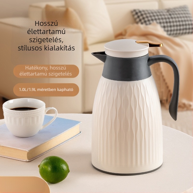 Európai stílusú, hőszigetelt vízmelegítő kanna otthoni használatra, nyomásos működésű, üveg belső tartállyal