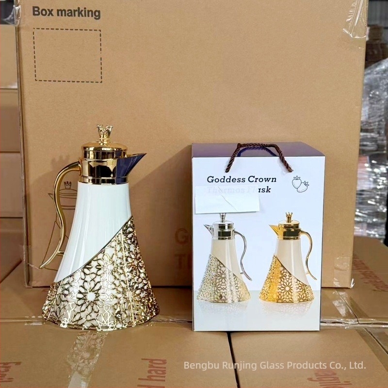 Qixiang üveg termosz korona istennőnek, otthoni használatra, kávé és tejjel készült tea számára, elegáns szigetelt üveg