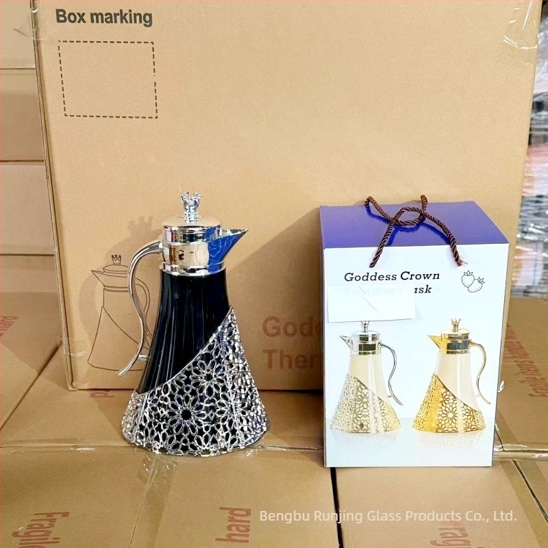 Qixiang üveg termosz korona istennőnek, otthoni használatra, kávé és tejjel készült tea számára, elegáns szigetelt üveg