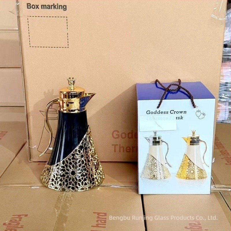 Qixiang üveg termosz korona istennőnek, otthoni használatra, kávé és tejjel készült tea számára, elegáns szigetelt üveg