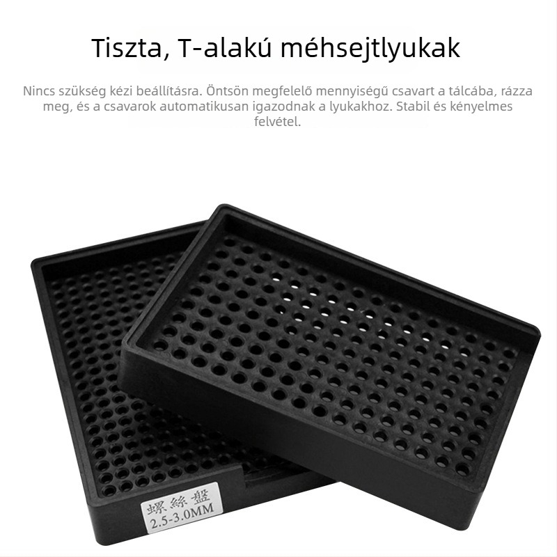 ESD csavarlemez, fekete, négyszögletes, műanyag tároló doboz