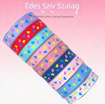 2.5 cm-es macaron szív alakú szalag DIY kiegészítő és ajándékcsomagoláshoz