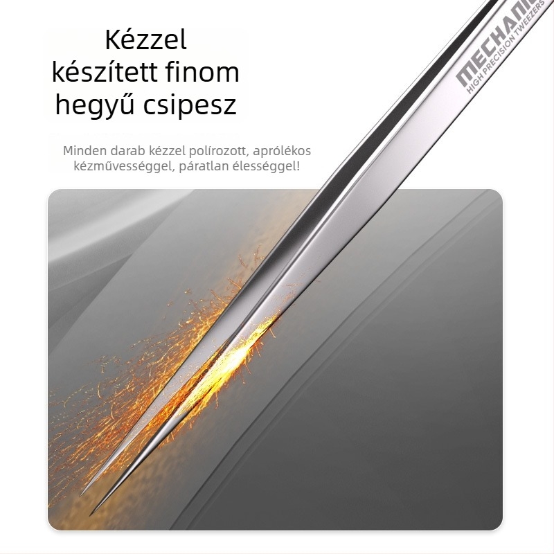 Repairman EC sorozat, rozsdamentes acélból, nagy pontosságú ívelt végű csipesszek és éles végű javító eszköz