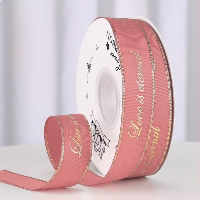 2,5 cm-es fóliázott bordázott szalag egyedi logóval, ajándékcsomagoláshoz, virágcsokrokhoz és DIY dekorációkhoz