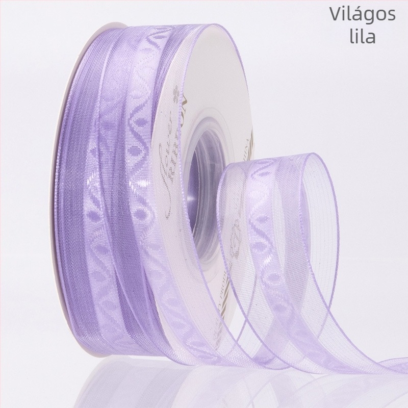 2,5 cm széles szaténszegélyű virágos szalag tortadíszítéshez, virágkötözéshez és ajándékcsomagoláshoz