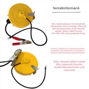 Tankautó elektrosztatikus földelő orsó automatikusan kihúzható riasztó klipekkel