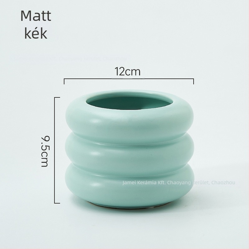 Kreatív macaron színű, donut alakú kerámiavirágcserép Phalaenopsis orchideákhoz és pozsgásokhoz, nordic minimalist stílus.