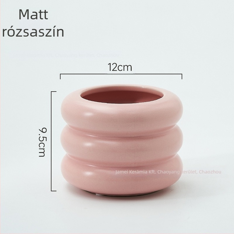 Kreatív macaron színű, donut alakú kerámiavirágcserép Phalaenopsis orchideákhoz és pozsgásokhoz, nordic minimalist stílus.