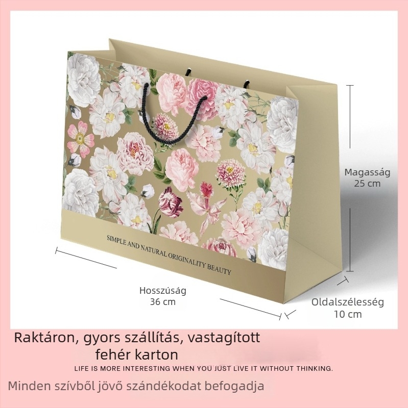Stílusos papírtáska ajándékhoz és kozmetikumokhoz – fogantyúval ruházathoz