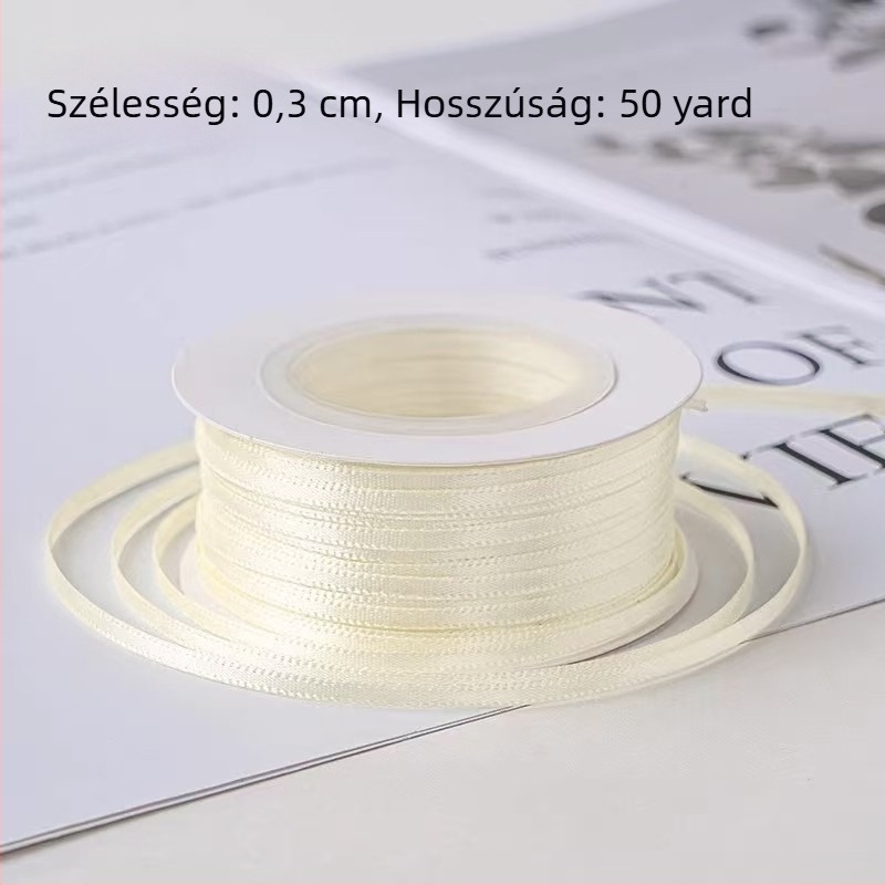 0,3 cm vékony szalagok tortadíszítéshez, ajándékcsomagoláshoz, szatén szalagok DIY sütéshez