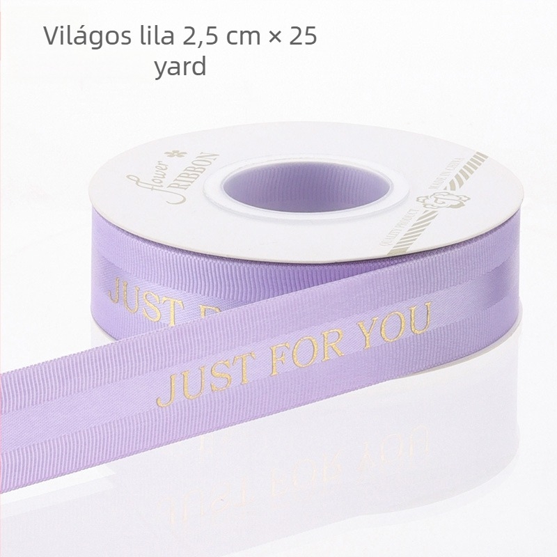 Szaténszegélyű sáv angol betűkkel a virágcsokrok kötéséhez, virágdíszítéshez és torta csomagolásához