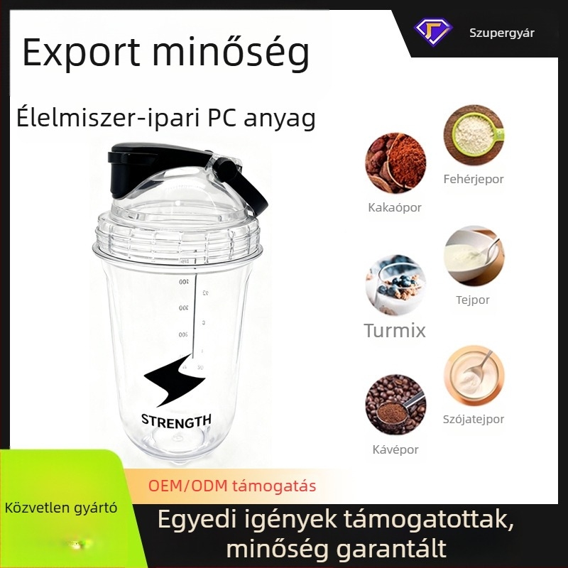 500 ml sportos shaker pohár fehérje porhoz – műanyag pohár keverőgolyóval