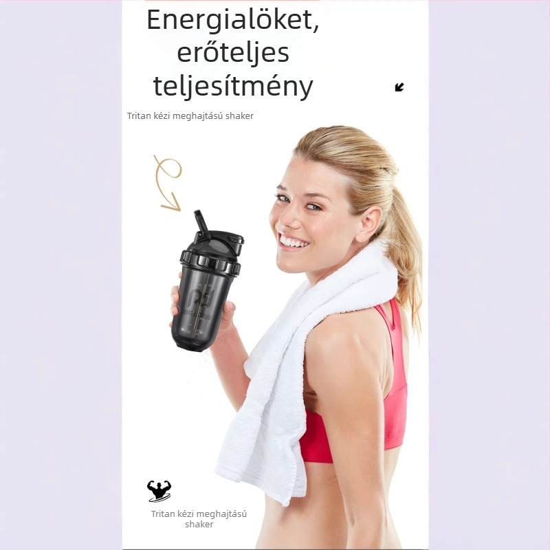 500 ml sportos shaker pohár fehérje porhoz – műanyag pohár keverőgolyóval