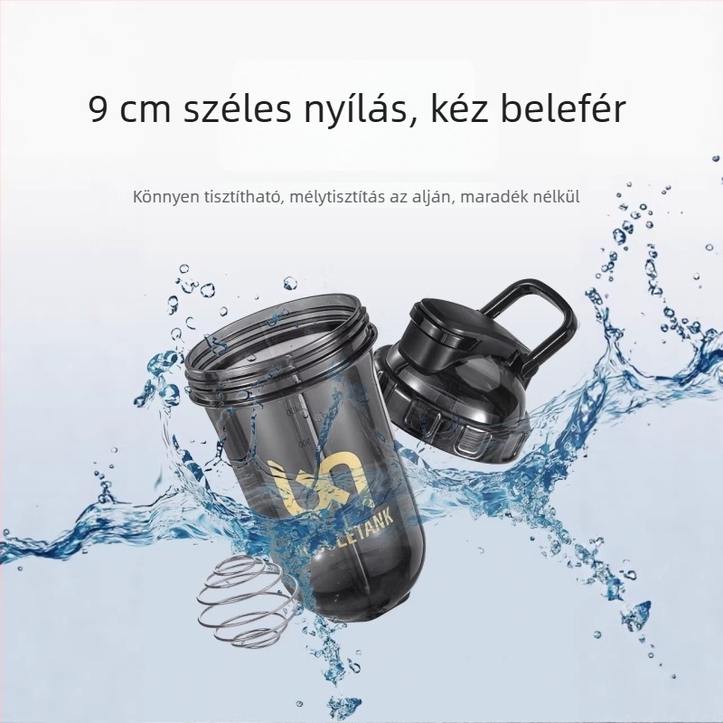 500 ml sportos shaker pohár fehérje porhoz – műanyag pohár keverőgolyóval