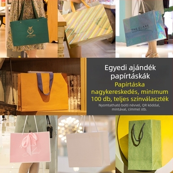 Egyedi logóval ellátott papírtáska vállalati ajándékokhoz és ruházathoz – fehér kartoncsomagolás