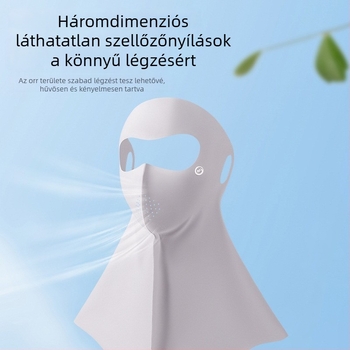 UV-védő maszk, vékony, könnyű, lélegző Ice Silk anyagból, teljes arcfedés, minimalist stílus