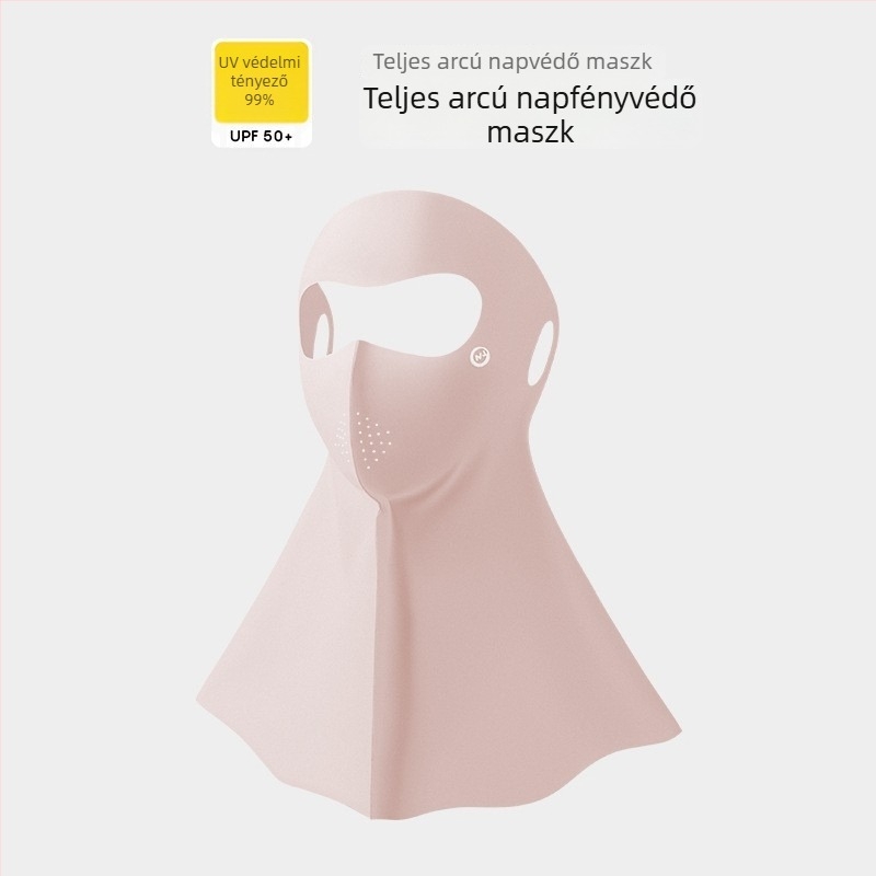 UV-védő maszk, vékony, könnyű, lélegző Ice Silk anyagból, teljes arcfedés, minimalist stílus