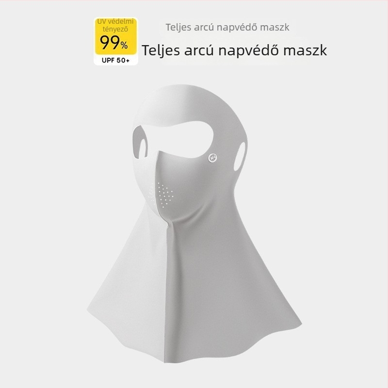 UV-védő maszk, vékony, könnyű, lélegző Ice Silk anyagból, teljes arcfedés, minimalist stílus