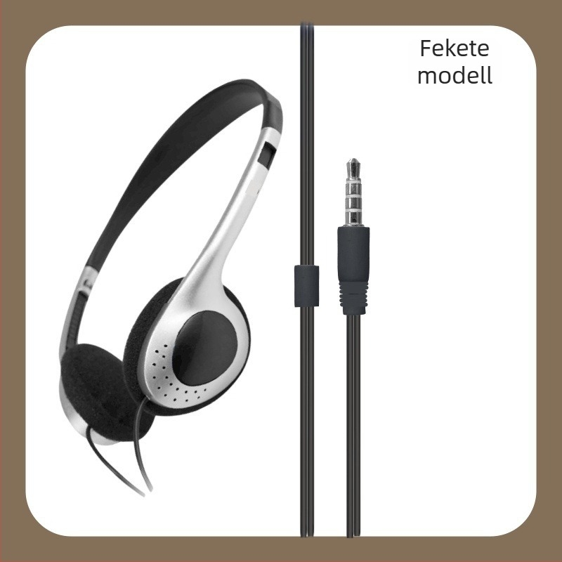 Fejre szerelhető retro vezetékes fejhallgató, fotórekvizít japán stílusban, univerzálisan kompatibil mobileszközökkel és számítógépekkel
