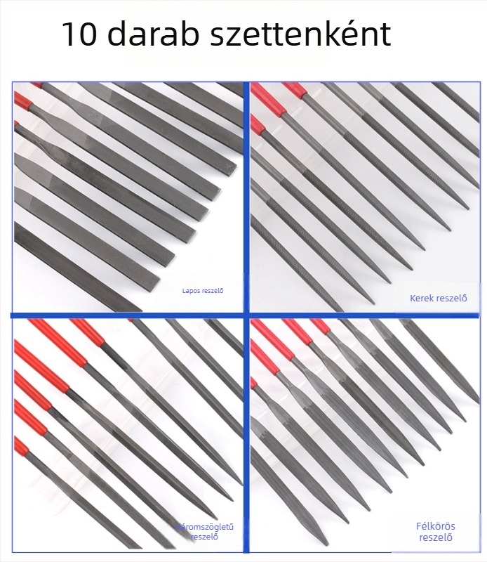 Ötvözött acél reszelő készlet, méretek 3×140 mm, 4×160 mm, 5×180 mm – kézi reszelők fa és fém megmunkálásához