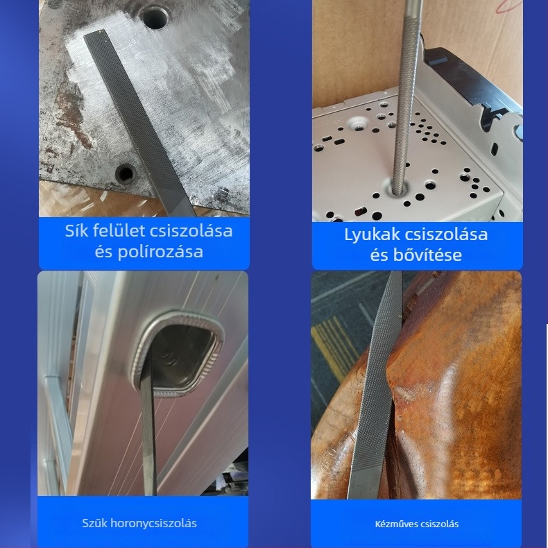 Ötvözött acél reszelő készlet, méretek 3×140 mm, 4×160 mm, 5×180 mm – kézi reszelők fa és fém megmunkálásához