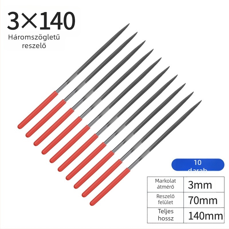 Ötvözött acél reszelő készlet, méretek 3×140 mm, 4×160 mm, 5×180 mm – kézi reszelők fa és fém megmunkálásához