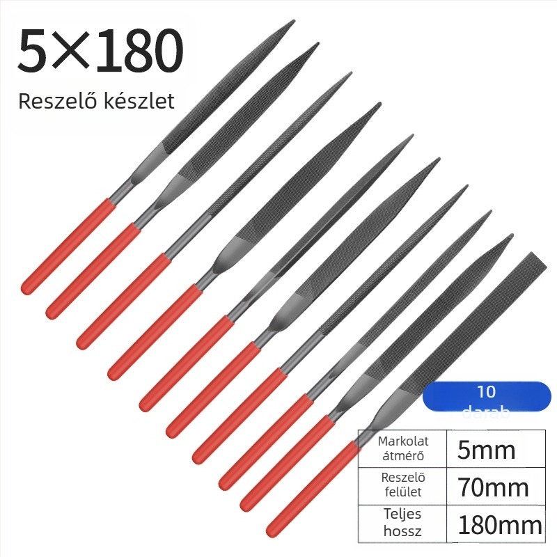 Ötvözött acél reszelő készlet, méretek 3×140 mm, 4×160 mm, 5×180 mm – kézi reszelők fa és fém megmunkálásához