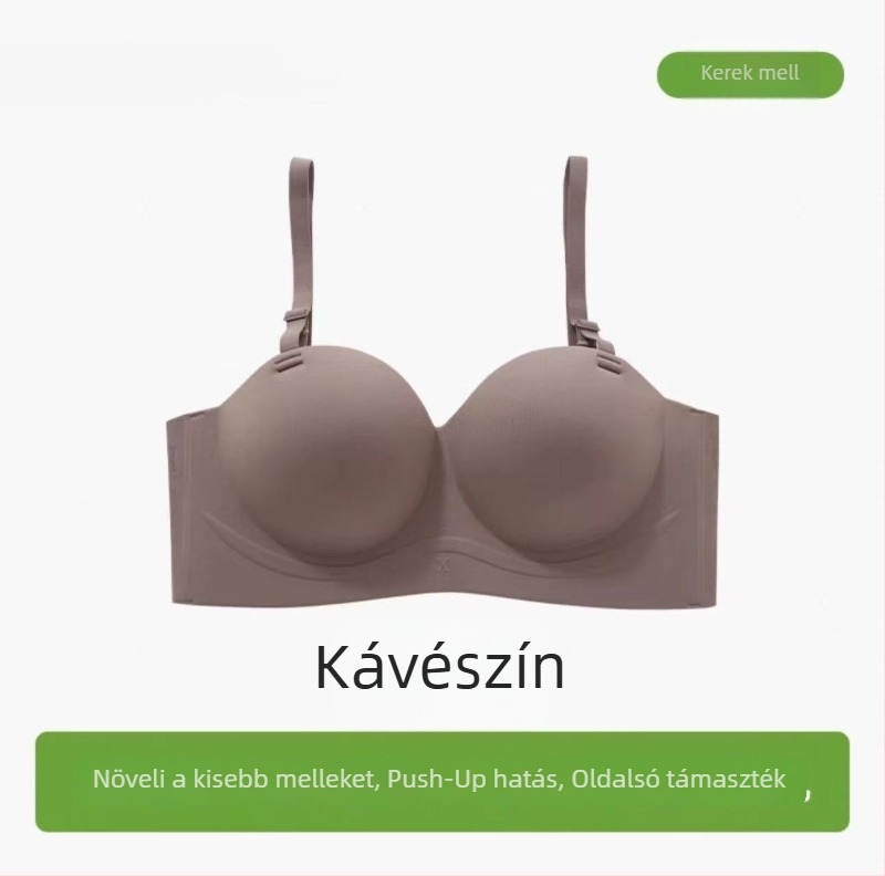 Rózsaszín vállpánt nélküli, varrás nélküli push-up melltartó, 3/4 kosár, kétirányú viselés