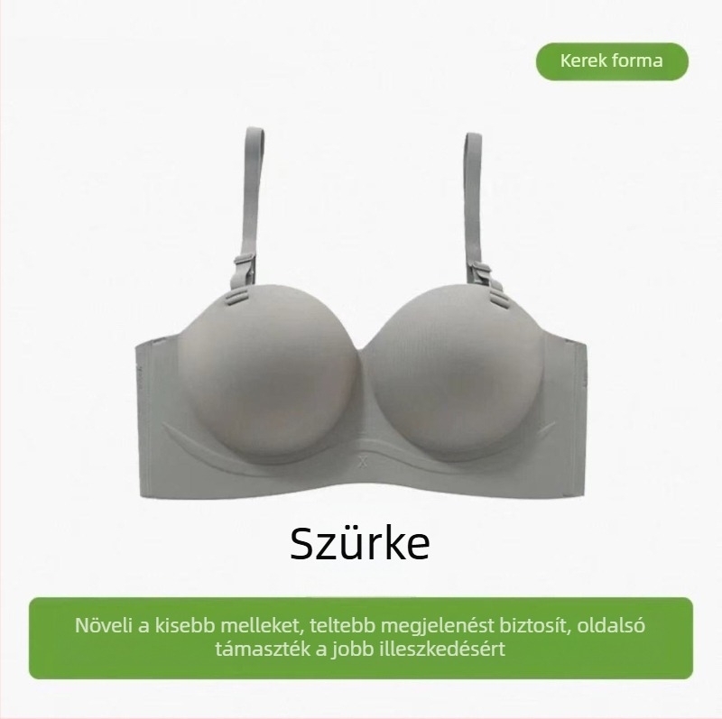 Rózsaszín vállpánt nélküli, varrás nélküli push-up melltartó, 3/4 kosár, kétirányú viselés
