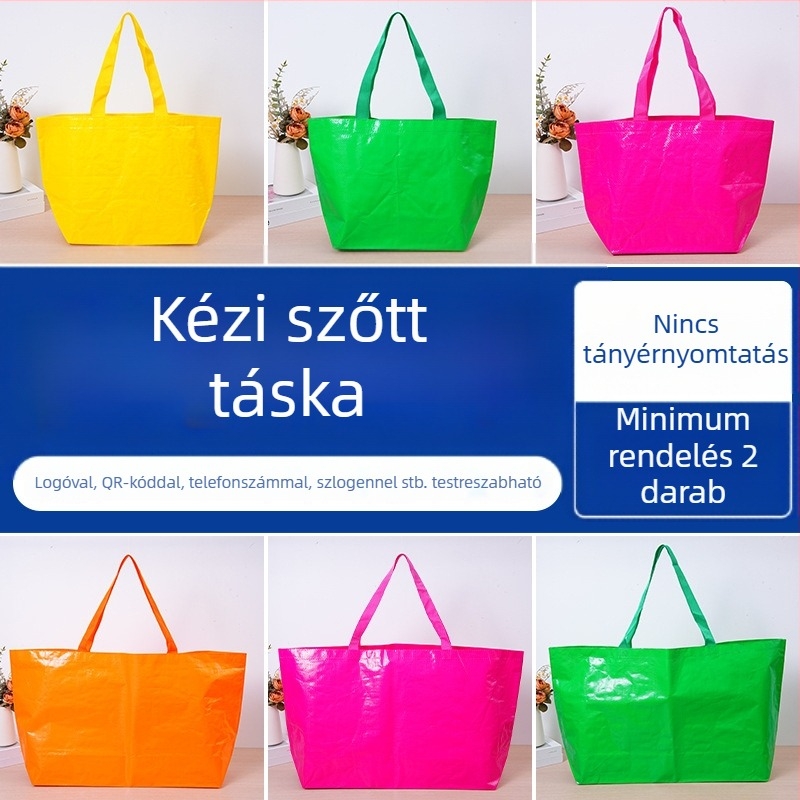 PP szövött táska egyedi logóval, nagy kapacitású, laminált és vízálló